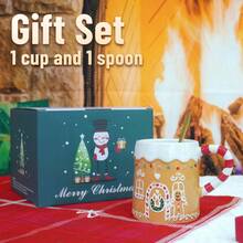 LECHENG HOUSEHOLD 1 Cup 1 Spoon, 320ml, Gingerbread House Cup, Gingerbread Man Cup, Handmade Painted Mug With 3D Embossed Pattern, Coffee Cup, Water Cup, Decorative Cup, Suitable For Parties, Christmas Eve, Holiday Gifts - Multicolor - View 3