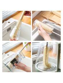 Long Handle Cup Cleaning Brush, Bottle Brush For Cleaning Cups, Bottles, Mugs, No Dead Angle Kitchen Cleaning Tool - Multicolor - View 5