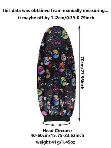 1PC Skull Printed Constellation Women'S Elegant Sleep Cap - Soft Breathable Satin Night Hat With All-Season Comfort For Women, Machine Washable Hair Cover For Women Loc Cap Bonnet Extra Long Braid Shower Cap - Black - View 7