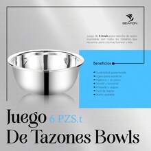 SEAFON, Juego De Tazones 6 Piezas, Bowls, Acero Inoxidable, Para Mezclar, Hornear, Cocinar, Diferentes Tamaños - 1 - Ver 3