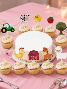 36 piezas - Decoración de cupcakes con animales de granja, decoración temática de fiesta de zoológico, adecuado para decoración de pasteles de granja, decoración de fiesta, regalo, decoración de pasteles, suministros seleccionados para fiesta de granja