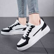 For Everyday Comfort Womens Shoes Color Block Casual Sports Lightweight And Breathable Spring Autumn Chunky Shoes Tennis White Shoes Sneakers Outdoor Office Work Walking Travel Sport - Đen và trắng - Xem 7