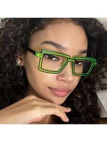 Fashion Cartoon Pattern Women's New Square Frame Glasses - Transparent - View 7