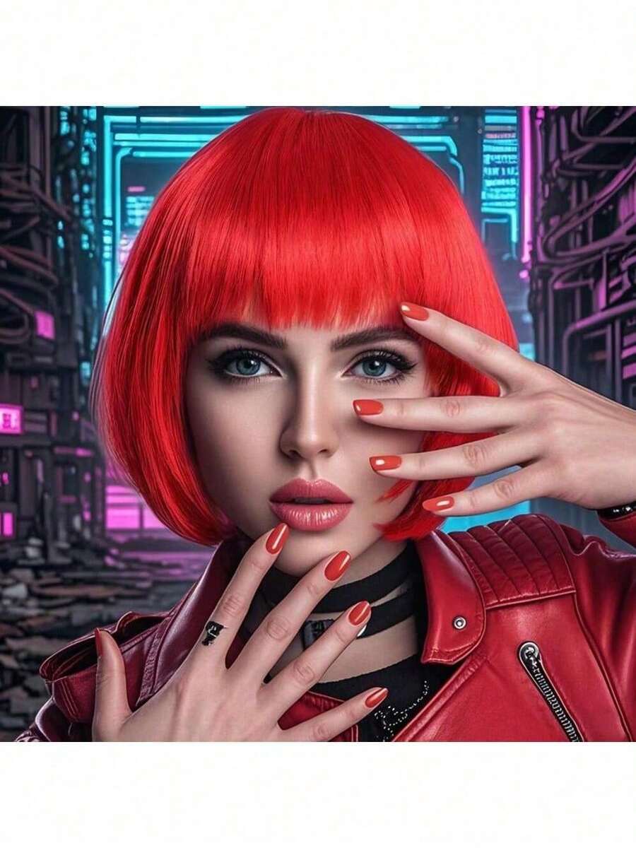 这款活力四射的波波头短假发，大胆前卫的彩色短假发，时尚的派对发型，适合女性，一年四季皆宜。它完美适用于圣诞派对、角色扮演、节日、生日、音乐节、聚会以及日常穿搭。它适合所有年龄段，也非常适合搭配其他节日服装。 - 彩色 - 查看 1