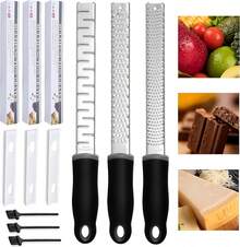 Estilo3PK Rallador de queso de acero inoxidable, Rayador de cocina profesional, Rallador de limon, Rallador de cítricos,Adecuado para queso, limón, ajo, jengibre, chocolate, verduras, frutas.Versión mejorada - 1 - Ver 2