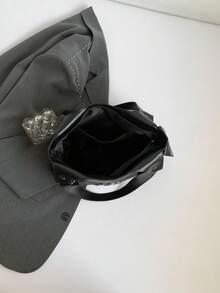 Duża torba na ramię, czarna torebka z ekoskóry, styl amerykański punk gotycki, modna, minimalistyczna designerska torba typu tote