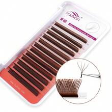 Fadvan 12Rows Brown 4D W Lashes 0.07 D/LU(M) 8-12mm Premade W Fan Lash Extensions Natural Soft Black/Brown W Style Lashes Faux Mink Individual Lashes,Professional Eyelash Grafting,Lash Tech Supplies - Brown - View 9