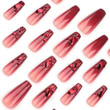 Halloween Xl Red Nails Press Ons Long Coffin Press On Nails Red Full Diamond Design False Nails Full Cover Acrylic Fake Nails Gift For Women 24pcs{Inchcolor_nameinch:Inchreddiamondinch} - 紅鑽 - 查看 7
