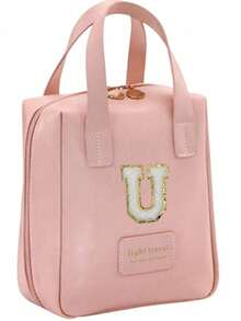 1pc Waterproof Makeup Bag, Large Capacity Cosmetic Bag, Makeup Organizer, Bathroom Makeup Bag, Portable Travel Makeup Pouch, Toiletry Bag For Lipstick, Makeup, Eyeshadow Palette, Skincare, Makeup Brushes,Gifts For Women,Christmas Gifts,Gift Ideas For Women - Pink - View 26