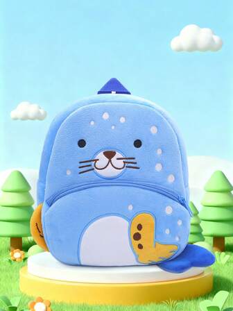 1pc Plush Seal Animal Children Backpack, Suitable For 2-4 Years Old Boys And Girls, Casual Daily Use