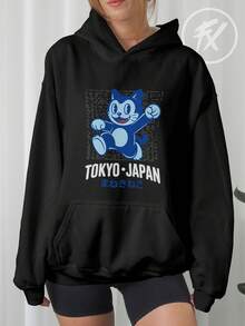 Blusa Moletom Retrô Cat Maneki Neko Gato Sorte Tokyo Japan CANGURU 3176 - Preto - Visão 6