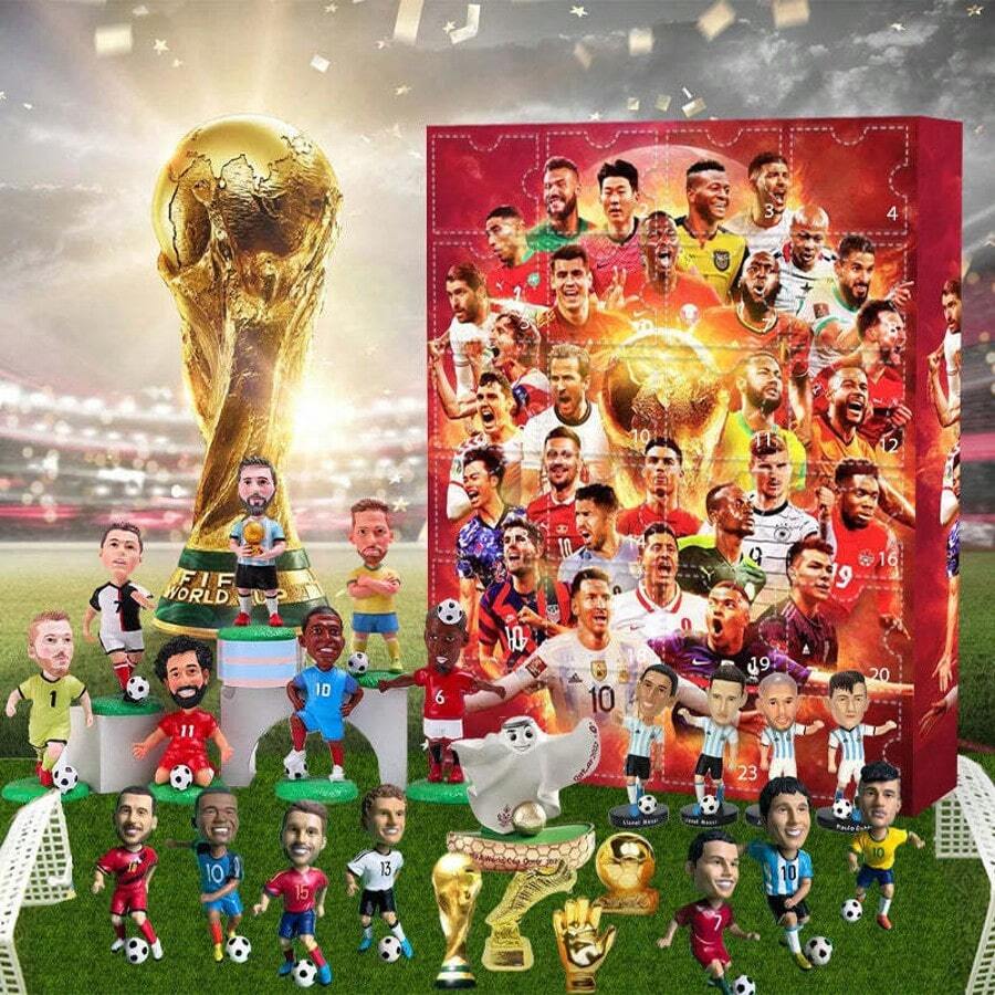 Christmas Football Advent Calendar, 24Pcs World Cup Star Figures & Countdown Surprises, Festive Gift Box For Soccer Fans & Holiday Decoration - 1 Set - Multicolor - View 1