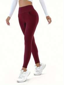 Women's Winter Warm Fleece Black Leggings (Black And Red Patchwork Color) - Multi Color Fashionable Warm Fleece Pants, Cold Resistant Fashionable Women's Pants - Đỏ - Xem 5