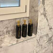 3pcs/Set 500ml Bathroom Dispenser, Empty Bottle For Shampoo, Shower Gel, Conditioner, Refillable Bathroom Dispenser