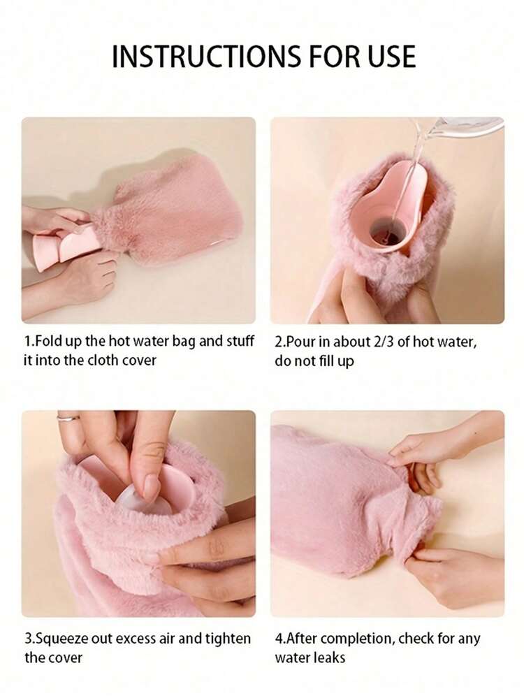 1pc 2000ML Hot Water Bag For Filling Water, Warm Water Bag For Girls, Hot Compress, Warm Hands, Cute And Plush Belly, Explosion-Proof And Foot Warmers - Multicolor - View 5