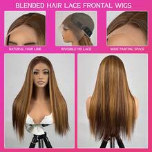 NATAN 渐变色波波头假发，真人发，4/27 高光蜂蜜金蕾丝前波波头假发，真人发，无胶假发，真人发，预先拔毛，预先剪裁，13x4 高清蕾丝前假发，女士真人发，高光渐变色过渡，即戴即走，非常适合初学者。