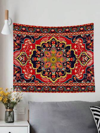 1 pezzo Arazzo in poliestere con stampa digitale a motivo bohémien, adatto per la decorazione quotidiana di soggiorno e camera da letto, per il campeggio, arazzo appeso per tutte le stagioni con accessori per appendere come ganci
