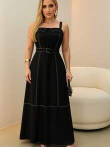 Vestido Longo Feminino com Cinto  Look Luxo para Festas Natal e Ano Novo Para Mulheres Vermelho Branco Amarelo