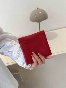 Auto-Close Mini Pouch Bag For Earphones Cables Chargers Power Banks Keys For Women Wallet Mini Wallet Purse Wallet Small Wallet Coin Wallet Cute Wallet Wallet Vintage Card Wallet Gifts For Women Funny Gifts Teacher Gifts - Red - View 2