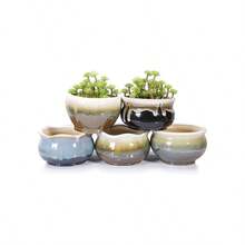 5 Large Ceramic Succulent Pot, Multicolor Colorful Flowing Glazed, Indoor Home Dcor Cactus Flower Bonsai Pot Planter Container, Candle Holder Ring Bowl Blue A - 布朗C - 查看 2