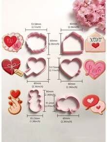 6pcs Love-Coversation Shaped Cookie Cutter Set, Romantic Valentine Declaration Accessories-Shaped Cookie Mould For Cookie Fondant, 3D Pressing Tool, Birthday Gift, Valentine's Day Decorations, Valentine's Gifts, Valentine's Decorations