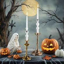 Spooky White Candle Sticks Tapered Candles,10 Inches Long Twisted Candlesticks Spiral Taper Candle Dinner Twirl Candles For Home Dinner Halloween Party Decoration,3D-White{Inchcolor_nameinch:InchWhiteinch,Inchsize_nameinch:Inch9INCHinch} - 白色的 - 查看 3