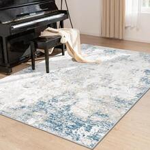 Ruggnovea - Alfombra de área de 3 x 5 pulgadas lavable a máquina estilo clásico tradicional plegable delgada retro antideslizante para interiores con estampado floral recámara sala de estar - azul - Ver 3