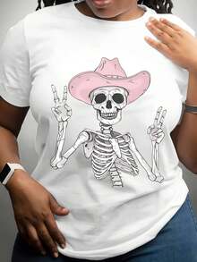 Camiseta 100% algodón Casual Blanca para Mujer Talla Grande con Estampado Floral Rosa y Multicolor - Blusa de Manga Corta y Cuello Redondo, Ideal para Uso Diario en Primavera y Verano, Fiestas y Outfits, Lavable a Máquina (Flores Rosas, Amarillo, Marrón, Melocotón) - Blanco - Ver 2