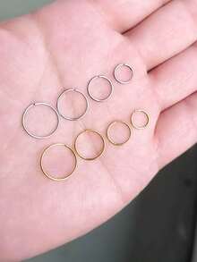 8/6/4/3 件 18K 镀金小环耳环套装，适合女性软骨鼻中隔耳洞珠宝，防过敏细金环 6 毫米 8 毫米 10 毫米，灵活穿孔环 18K 镀金防过敏不锈钢 - 20G 迷你圈耳環 - 查看 7