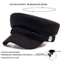 1顶女士白色蕾丝边水手帽，街头时尚贝雷帽，休闲平顶帽，适合秋冬季户外活动、旅行、海滩派对等场合。 - 彩色 - 查看 2