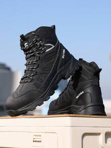 GUYISA Nuevos zapatos de seguridad de caña alta con puntera de acero, anti-aplastamiento, anti-perforación, botas tácticas de moda para minería y construcción, color negro, impermeables, suela de goma suave, cómodos y duraderos, adecuados para todas las estaciones