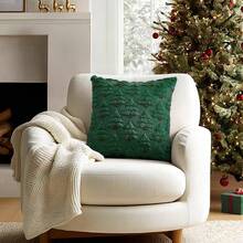 1 件装圣诞树装饰枕套，柔软蓬松奢华抱枕套，适用于卧室、沙发、圣诞节、冬季家居装饰 - 綠色 - 查看 4