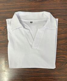 Men's Summer Solid Color T-Shirt In Old Money Mesh - 白色 - 查看 1