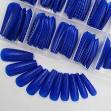 Colored Coffin Press On Nails Long Ballerina False Fake Nail Tips Full Cover Manicure Design Acrylic Nails 100pc For Women Teen FFgirls (Royal Blue){Inchcolor_nameinch:InchRoyalBlueinch} - 皇家藍 - 查看 5