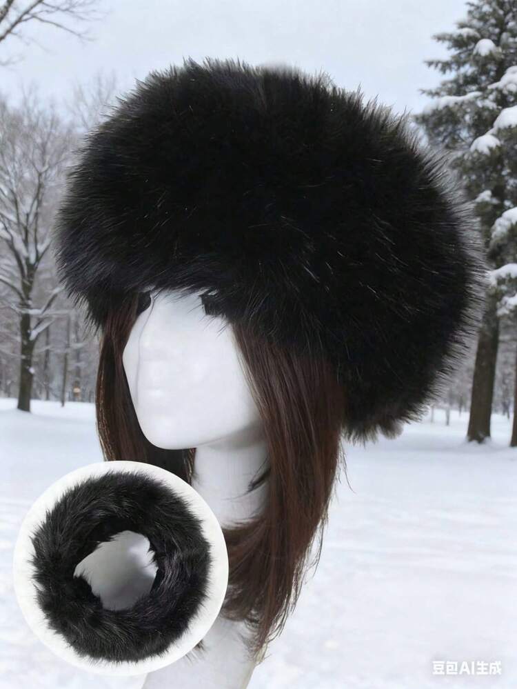 人造毛皮发箍，蓬松毛绒头饰，时尚百搭发饰 - 多色 - 查看 4