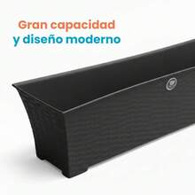 Jardinera Rattan Maceta Rectangular 9 Litros Plástico - Gris - Ver 5