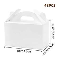 Tomnk 48 Pack White Party Favor Treat Boxes, Candy Boxes, Gable Gift Boxes With Handles For Birthday, Wedding, Mother's Day - 白色 - 查看 10
