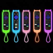 Glow In The Dark Cat Ear Shape Silicone Remote Control Cover With Lanyard Universal Fit For TCL Hisense TV Roku Samsung Sony LG Electronics Accessories Cute Home Decor Gift - 發光紫色 - 查看 5