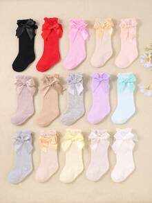 Bộ 8 đôi tất công chúa dài đến bắp chân, màu ngẫu nhiên, có nơ xinh xắn, phù hợp cho bé gái và trẻ nhỏ, tất thoải mái dài đến bắp chân, tất trẻ sơ sinh đáng yêu cho mọi mùa, thích hợp để mặc hàng ngày và làm quà tặng. Có thể phối với mọi trang phục, lý tưởng làm quà tặng ngày Valentine và trang phục dự tiệc. - Nhiều màu - Xem 2