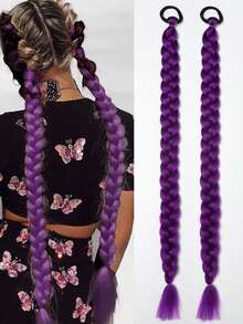 两条26英寸假发辫、马尾发带、发圈和手工编织的脏辫发饰 - 彩色 - 查看 17