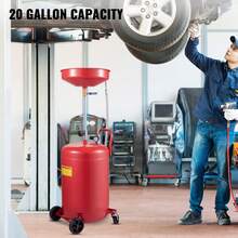 Tanque de drenaje de aceite residual , drenaje de aceite portátil de 20 galones, drenaje operado por aire, cambio de aceite, contenedor de drenaje de aceite, drenaje de transferencia de combustible líquido, altura ajustable del embudo, con válvula reguladora de presión - con válvula reguladora de presión - Ver 2