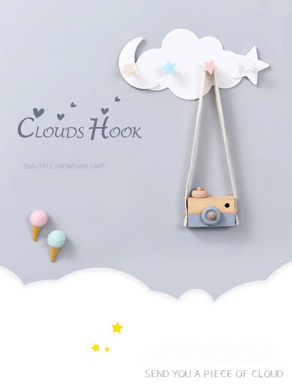 1pc Bohemian Style Plastic Hanging Hook - Designed With Clouds, Stars And Moons, Suitable For Home, Bedroom, Bathroom - Adhesive Door Hook For Home Decor