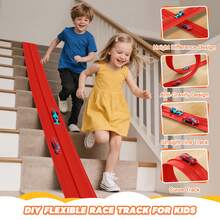 15 Ft Flexible Race Track For Kids: Car Ramp Toy For Toddlers 1-3 & Monster Truck - Red - View 6