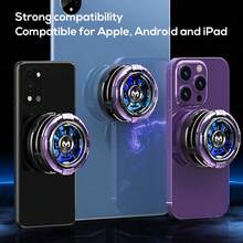 MEMO品牌磁吸式手机散热器，CX08 AI型号，通用手机散热器，带可拆卸手柄，AI智能温控，便携式RGB散热风扇，兼容/安卓/平板电脑/iPad（适用机型： 12及以上） - 彩色 - 查看 11