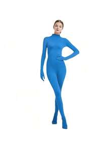 COS Combinaison pour femmes avec mains et pieds, costume de danse une pièce, tenue de spectacle sur scène, vêtements de spectacle pour rassemblement de fête, costume de cosplay - Vert fluorescent - Voir 2
