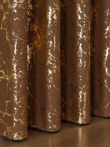 1pc/Set High Precision Gold-Plated Statue Of Liberty Pattern Curtain, Suitable For Living Room/Bedroom/Balcony/Hotel/Office/Bar/Outdoor Queue, Top Grommet Style Curtain, Easy Installation - Coffee Gold - View 8