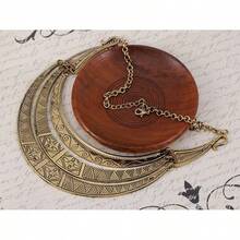 Alilang Vintage Egyptian Crescent Moon Shaped Bib Adjustable Statement Necklace - Đồng - Xem 3