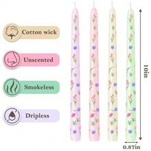 10 Inch Print Taper Candles Set Of 4 Unscented Less Long Tall Cone Candle For Mother's Day Beach-Themed Decor Relaxation And Meditation{Inchcolor_nameinch:InchTulipsinch,Inchsize_nameinch:Inch10Inch-4Countinch} - Tulips - 查看 3