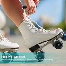 滑冰鞋鞋带钩拉紧器（带手柄） - 耐用不锈钢折叠式鞋带紧固器，适用于冰球、轮滑，便携易收纳