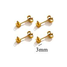 10-Piece Set Of 304 Stainless Steel 18K Gold-Plated Square Stud Earrings In 2/3/4/5mm Sizes With Dangling Globe-Shaped 4mm Earrings. Women's Stainless Steel Jewellery Stud Earrings. DIY Earring Accessories. Jewellery Making Components. - Multicolor - View 15